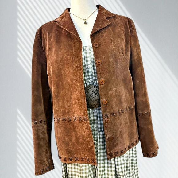 Vintage August Silk Genuine Suede Jacket - Picture 1 of 4